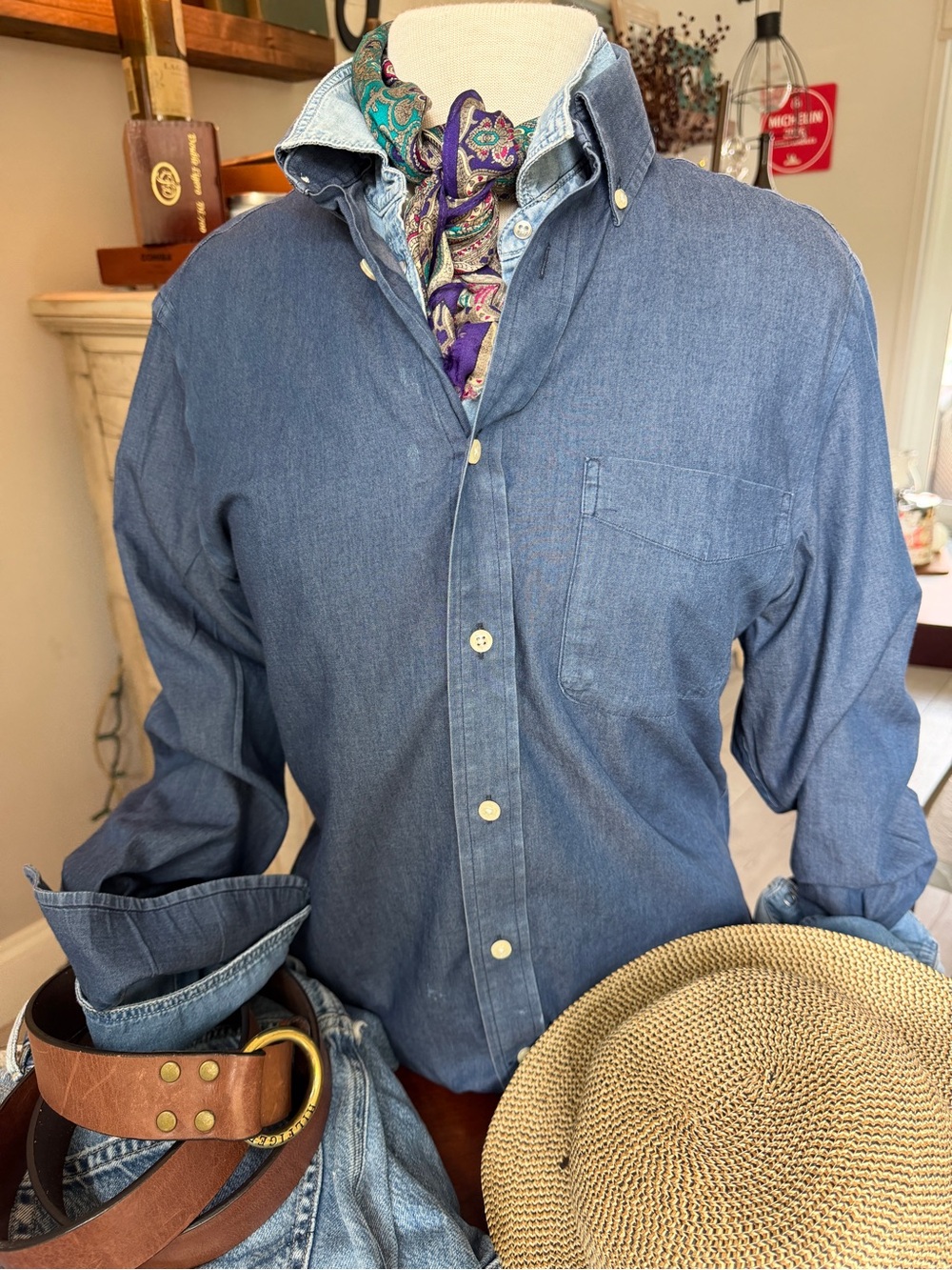 Lauren Ralph Lauren Blue Denim Button-Down Shirt